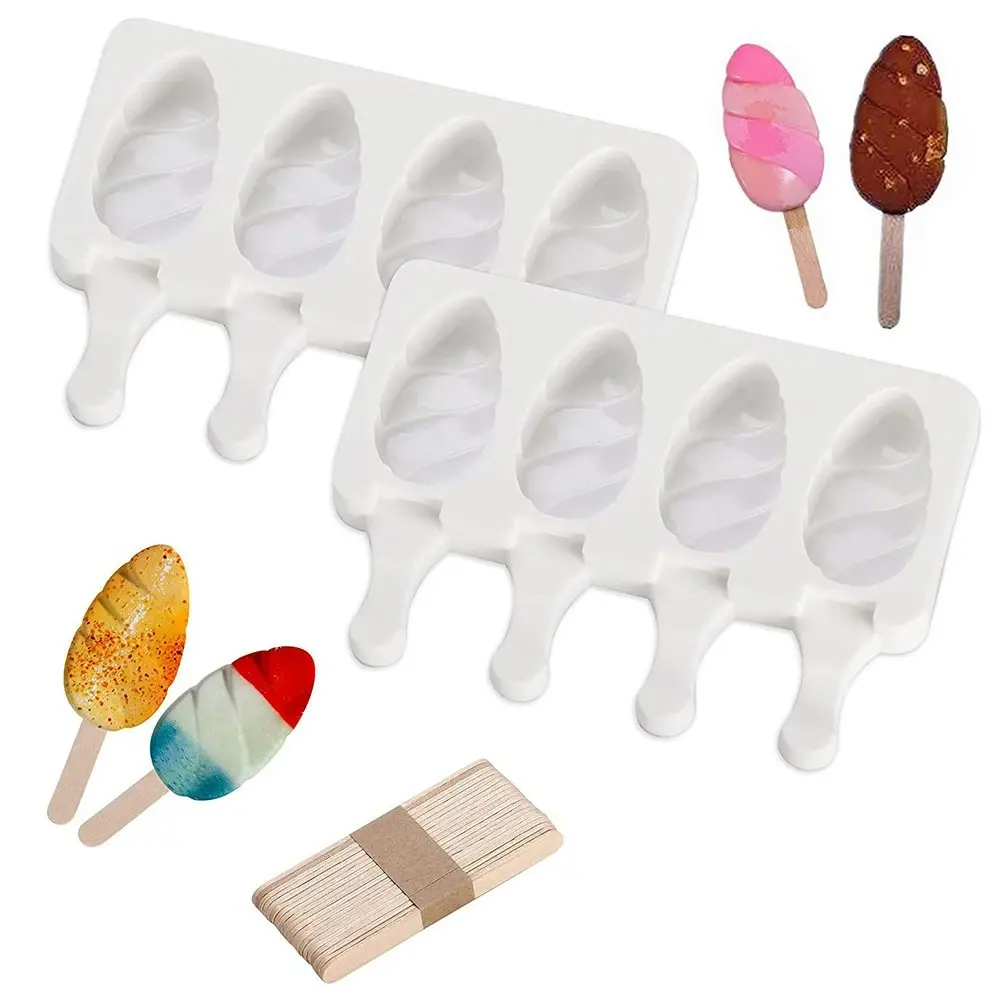 Silicone ice cream mold with 50 Wooden Sticks for DIY Popsicle