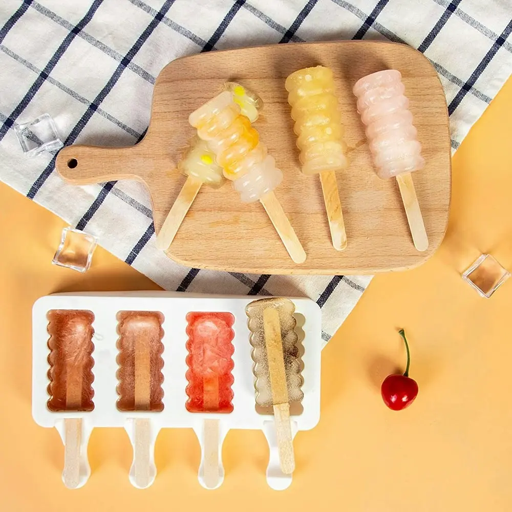 Silicone ice cream mold with 50 Wooden Sticks for DIY Popsicle