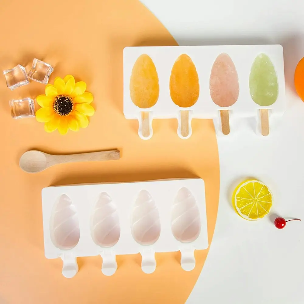 Silicone ice cream mold with 50 Wooden Sticks for DIY Popsicle