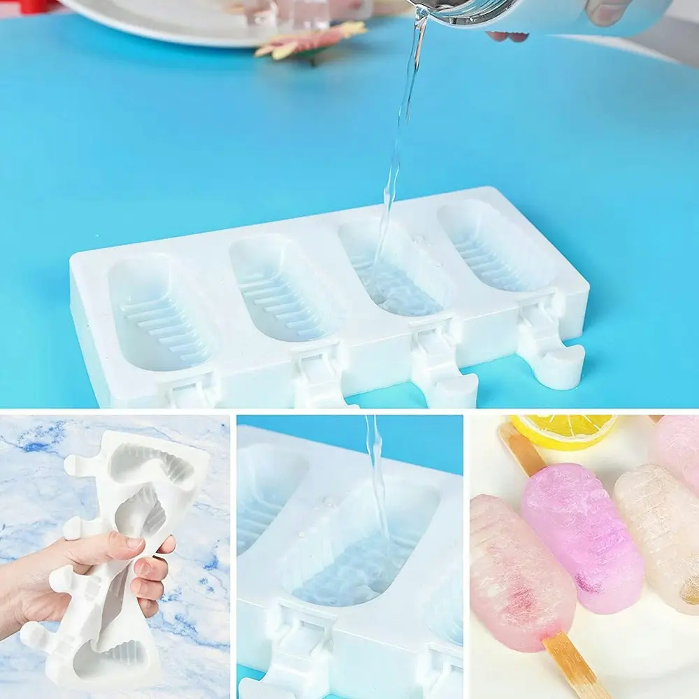 Silicone ice cream mold with 50 Wooden Sticks for DIY Popsicle