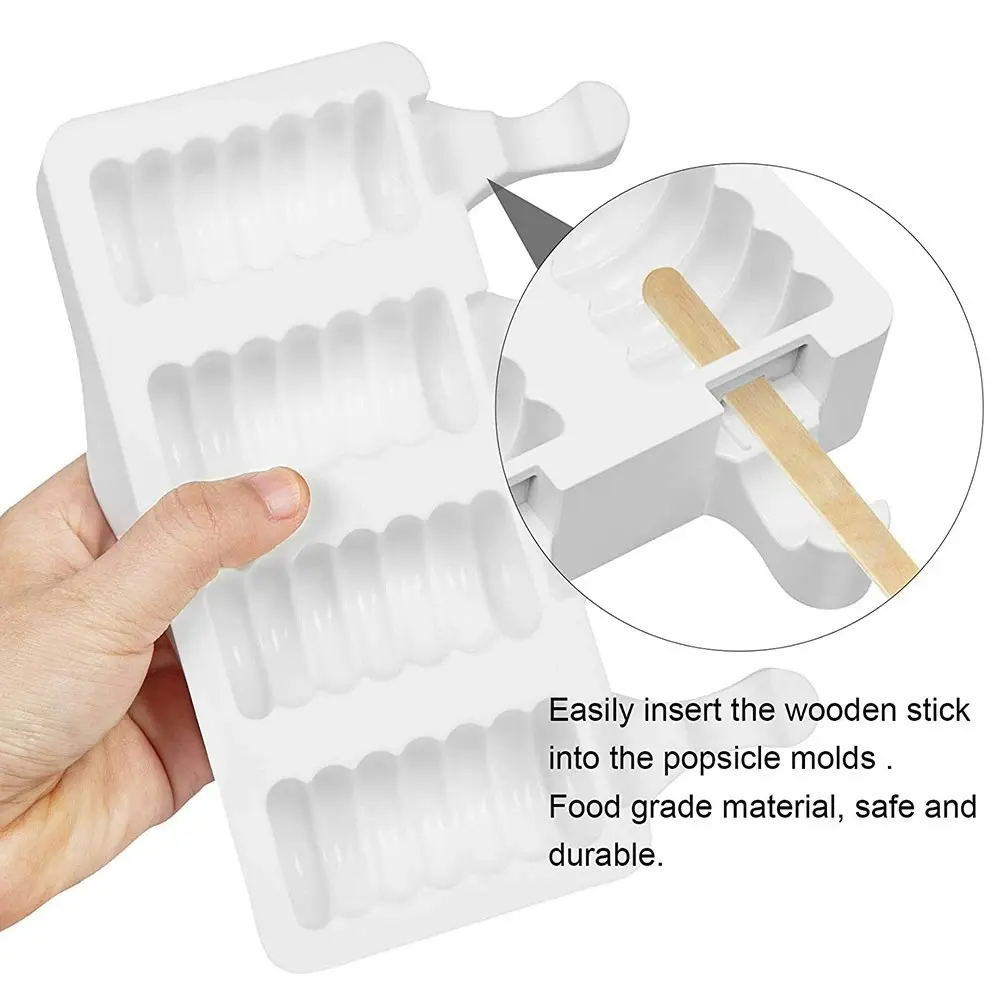 Silicone ice cream mold with 50 Wooden Sticks for DIY Popsicle