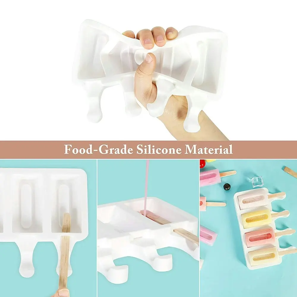 Silicone ice cream mold with 50 Wooden Sticks for DIY Popsicle