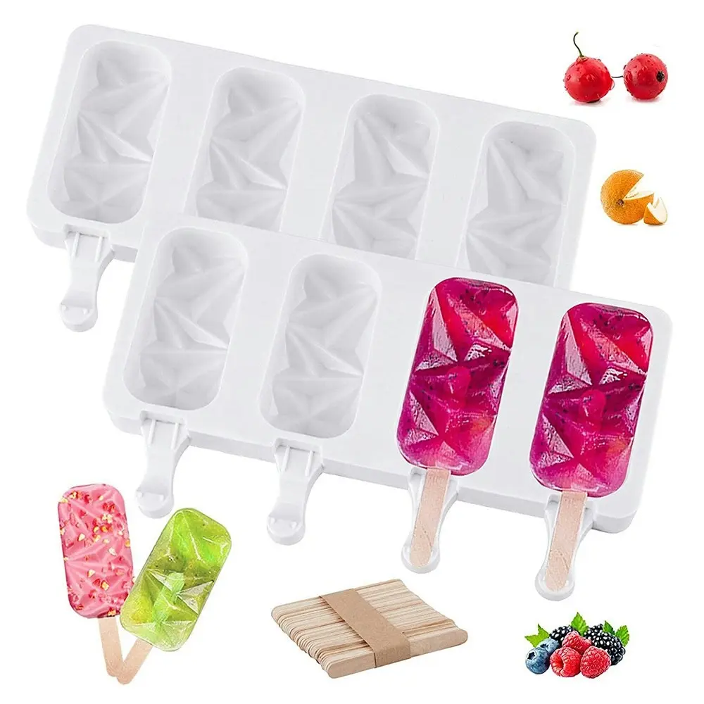 Silicone ice cream mold with 50 Wooden Sticks for DIY Popsicle