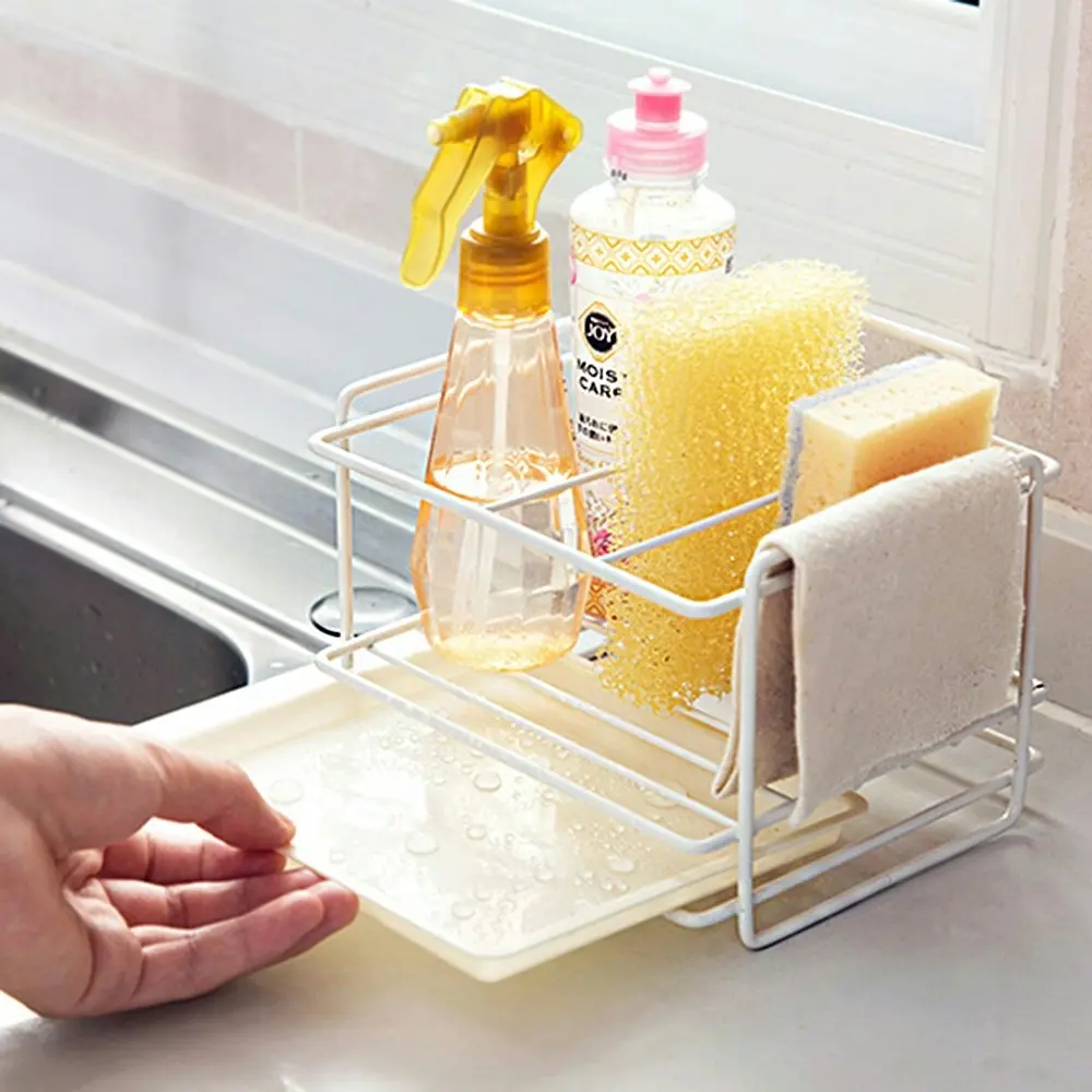 Sink Sponge Drain Storage Rack Iron Kitchen Cleaning Cloth Storage Shelf