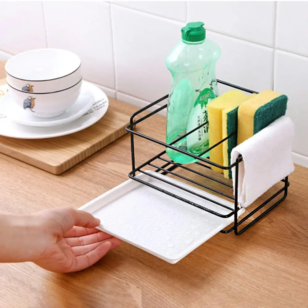 Sink Sponge Drain Storage Rack Iron Kitchen Cleaning Cloth Storage Shelf