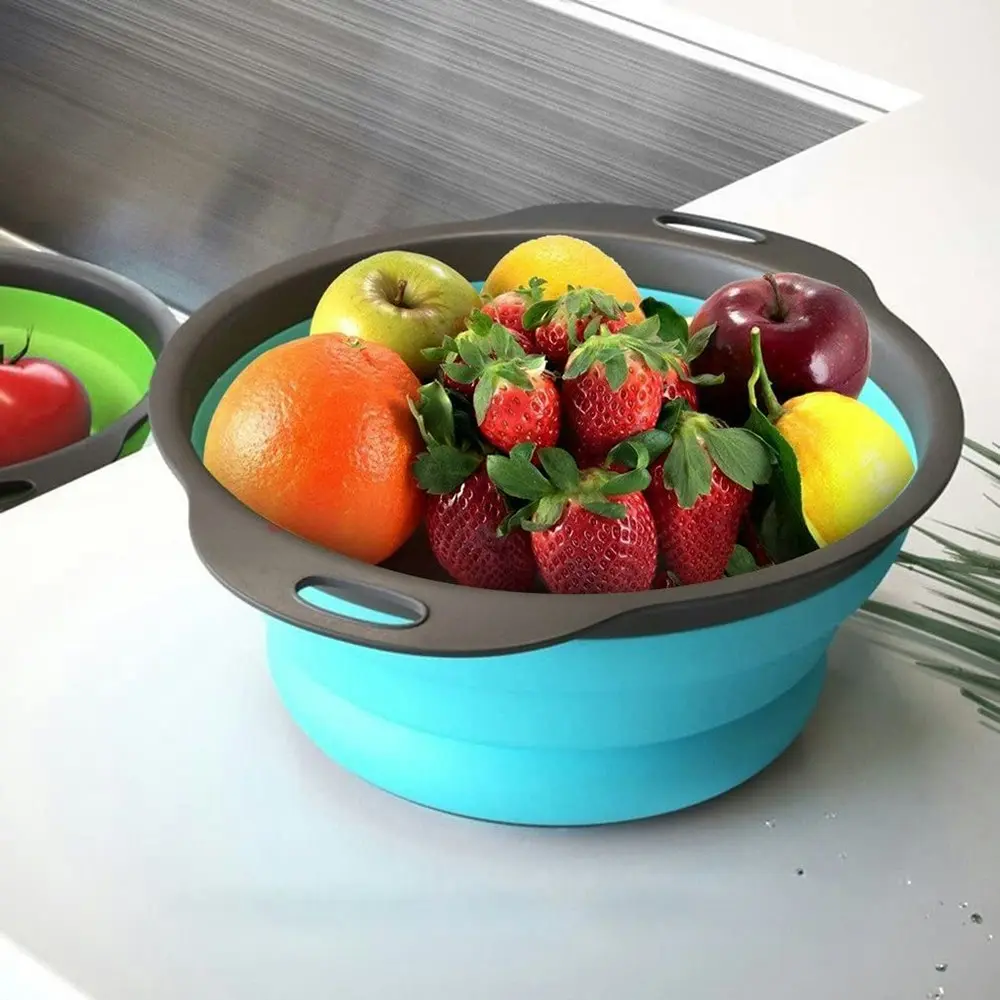 Foldable drain basket hollow fruit and vegetable washing basket