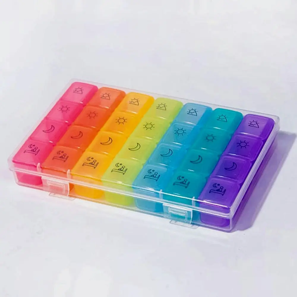 Weekly Pill Organizer 3/4 Times-A-Day 7 Day Pill Box  Medicine Organizer