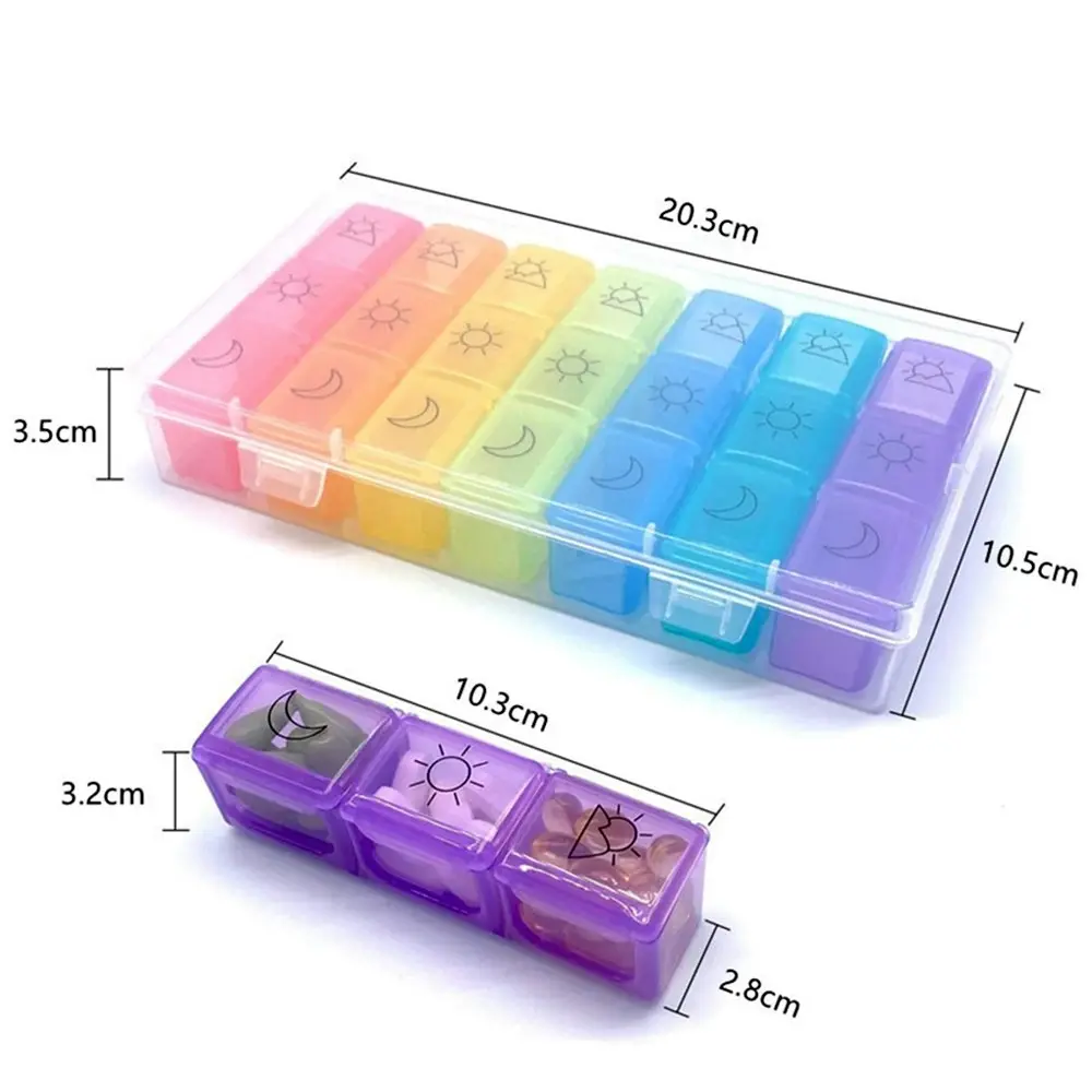 Weekly Pill Organizer 3/4 Times-A-Day 7 Day Pill Box  Medicine Organizer