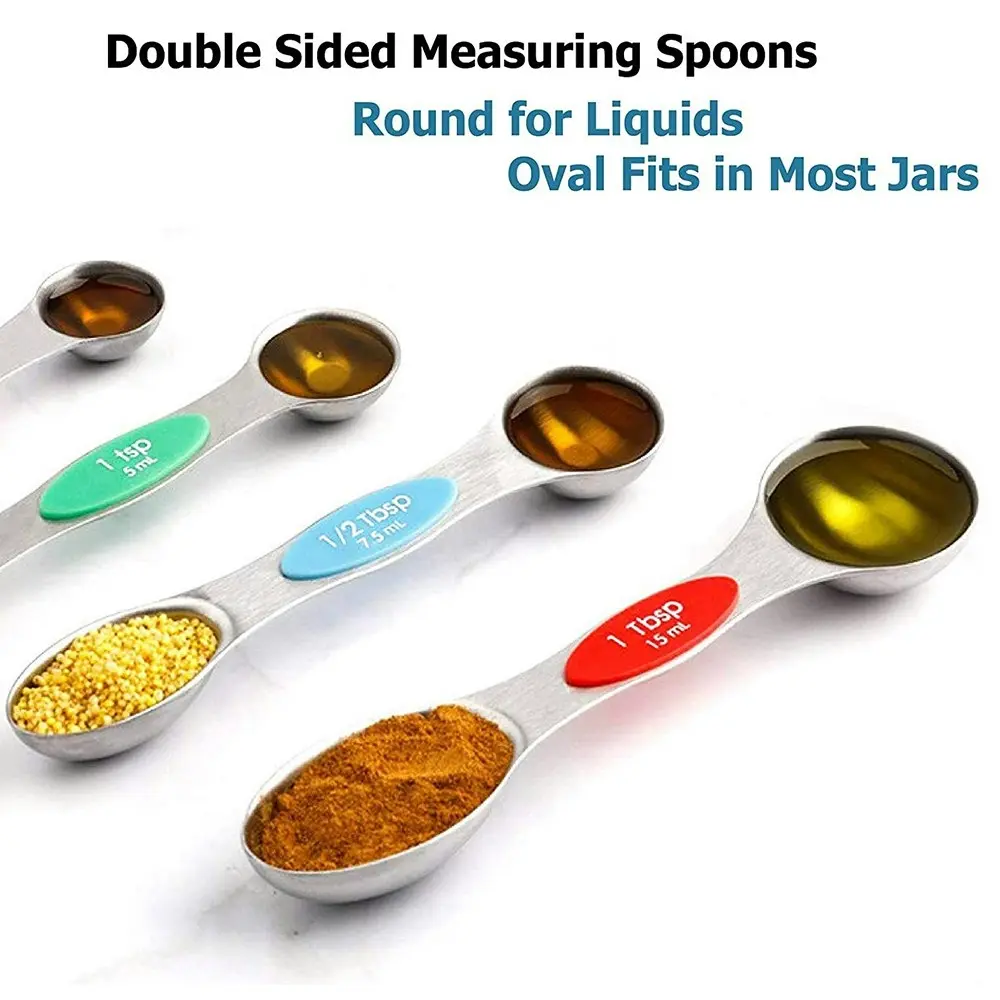 9 pack Magnetic double-headed baking tools stainless steel measuring spoons