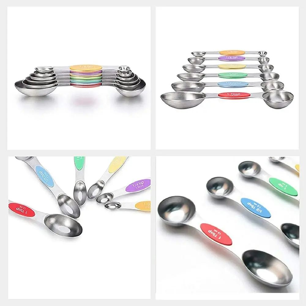 9 pack Magnetic double-headed baking tools stainless steel measuring spoons