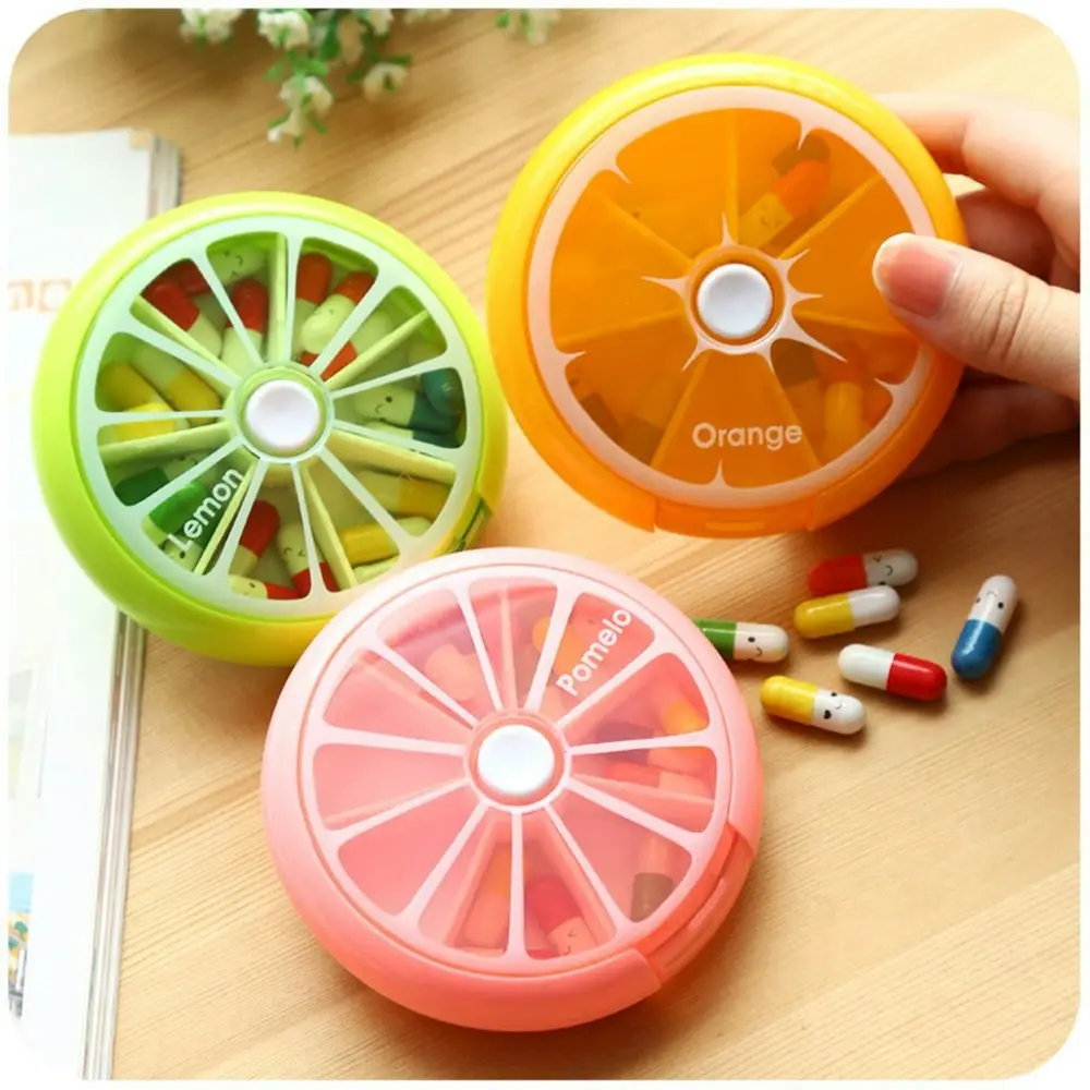 3 Pcs Portable Round Shape Medicine Pill Box 7 Days Weekly Travel Medicine Box