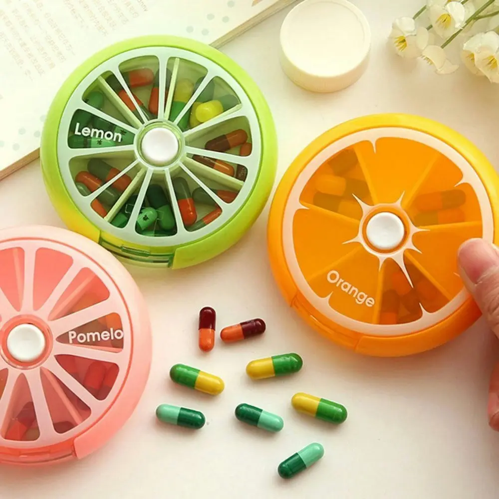 3 Pcs Portable Round Shape Medicine Pill Box 7 Days Weekly Travel Medicine Box