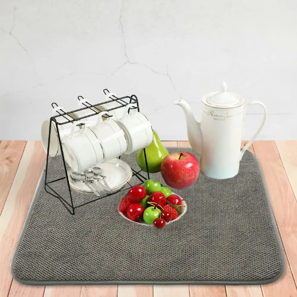 2 Pack Dish Drying Mat Microfiber Dish Drying Pad Absorbent Dishes Drainer Mat