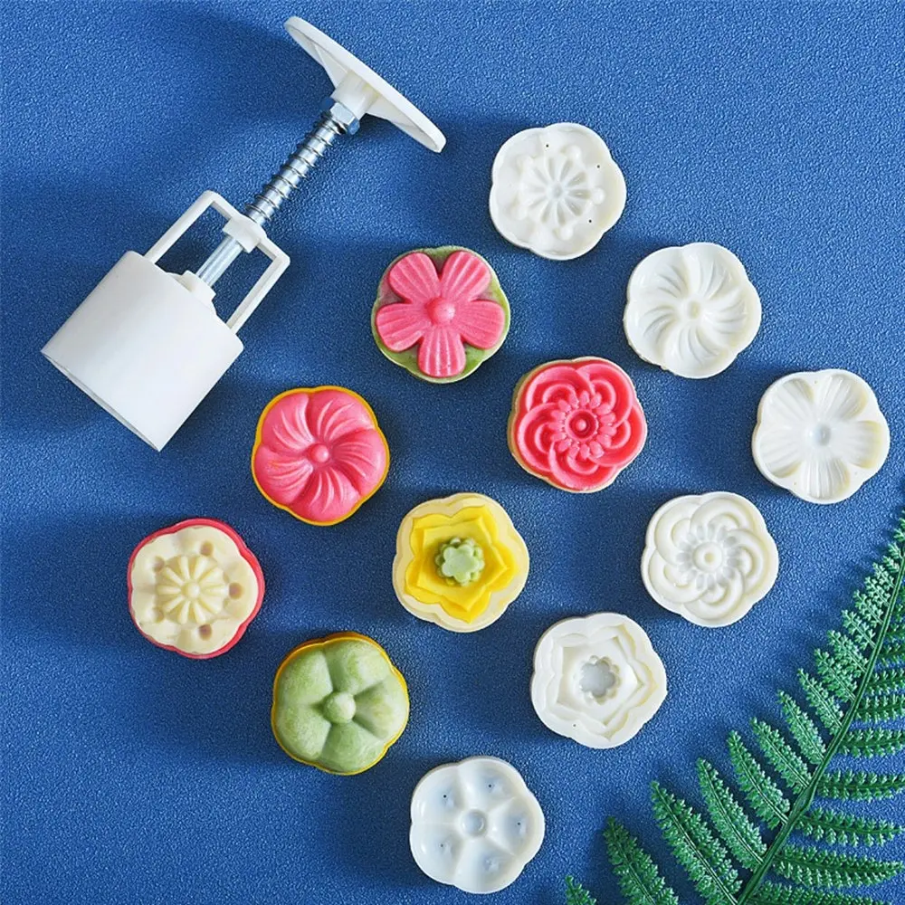 2 Sets Mooncake Mold Press Baking Tools with 11 Stamps For Baking DIY Cookie