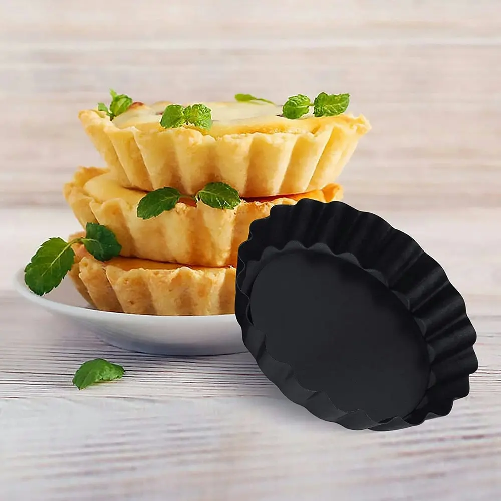 6 Pack 4 Inch Carbon Steel Mini Tart Molds for Quiche Cheese Cakes and Desserts