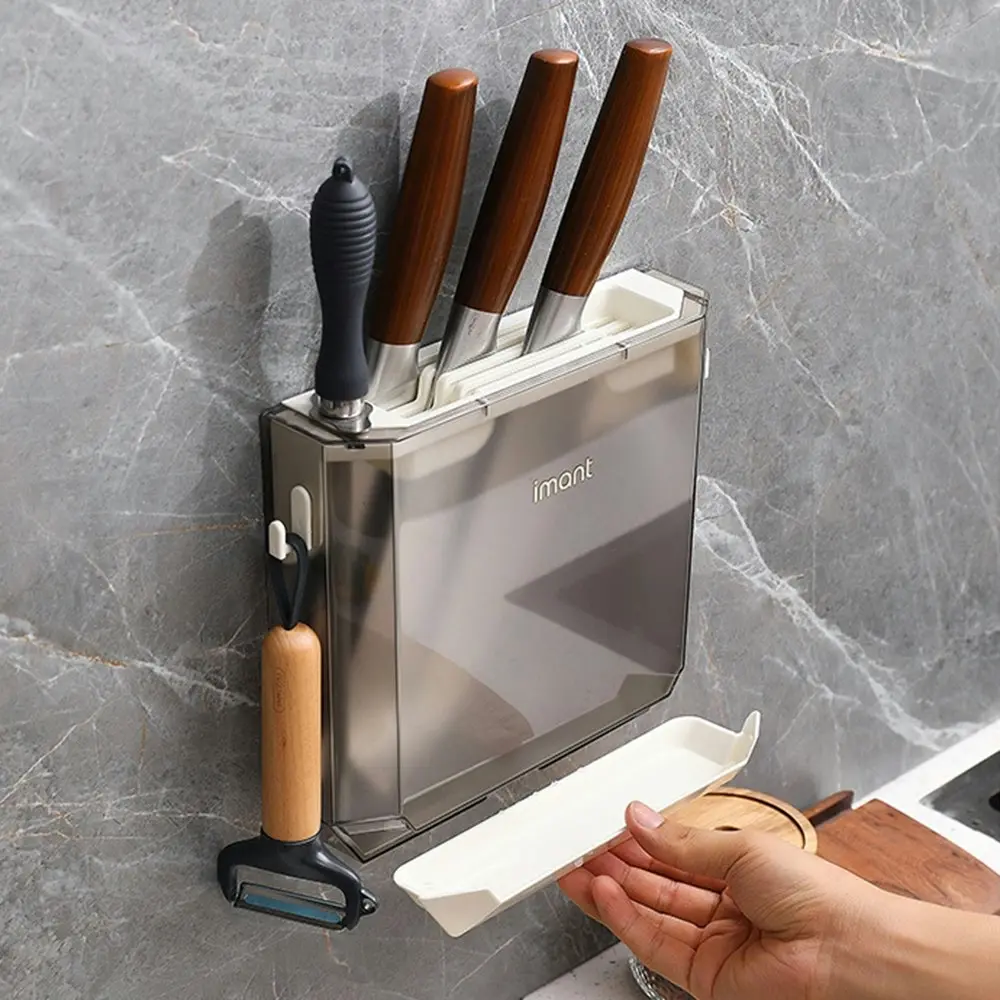 Plastic Kitchen Knife Storage Block Wall Mounted Knife Holder Storage Rack