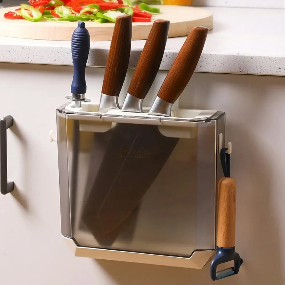 Plastic Kitchen Knife Storage Block Wall Mounted Knife Holder Storage Rack