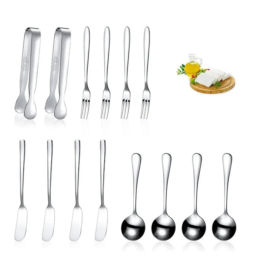 14 Pieces Cheese Butter Spreader Set Mini Serving Tongs Spoons and Forks