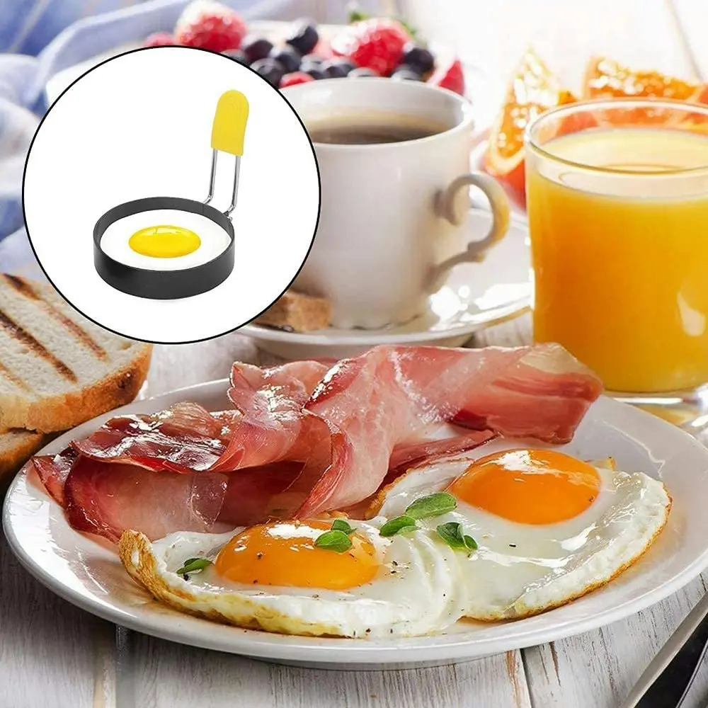 4 Pack Round Fried Egg Molds Pancake Molds-black