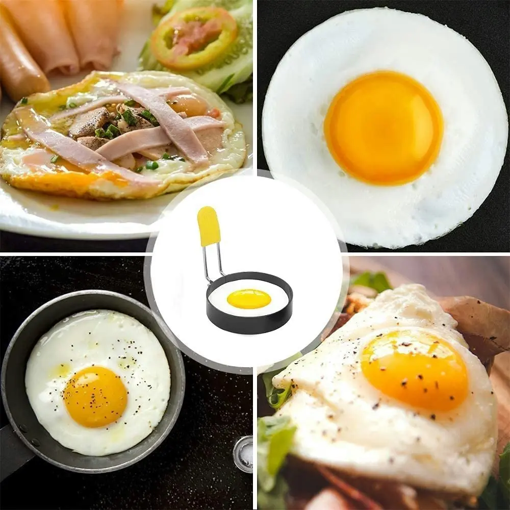 4 Pack Round Fried Egg Molds Pancake Molds-black