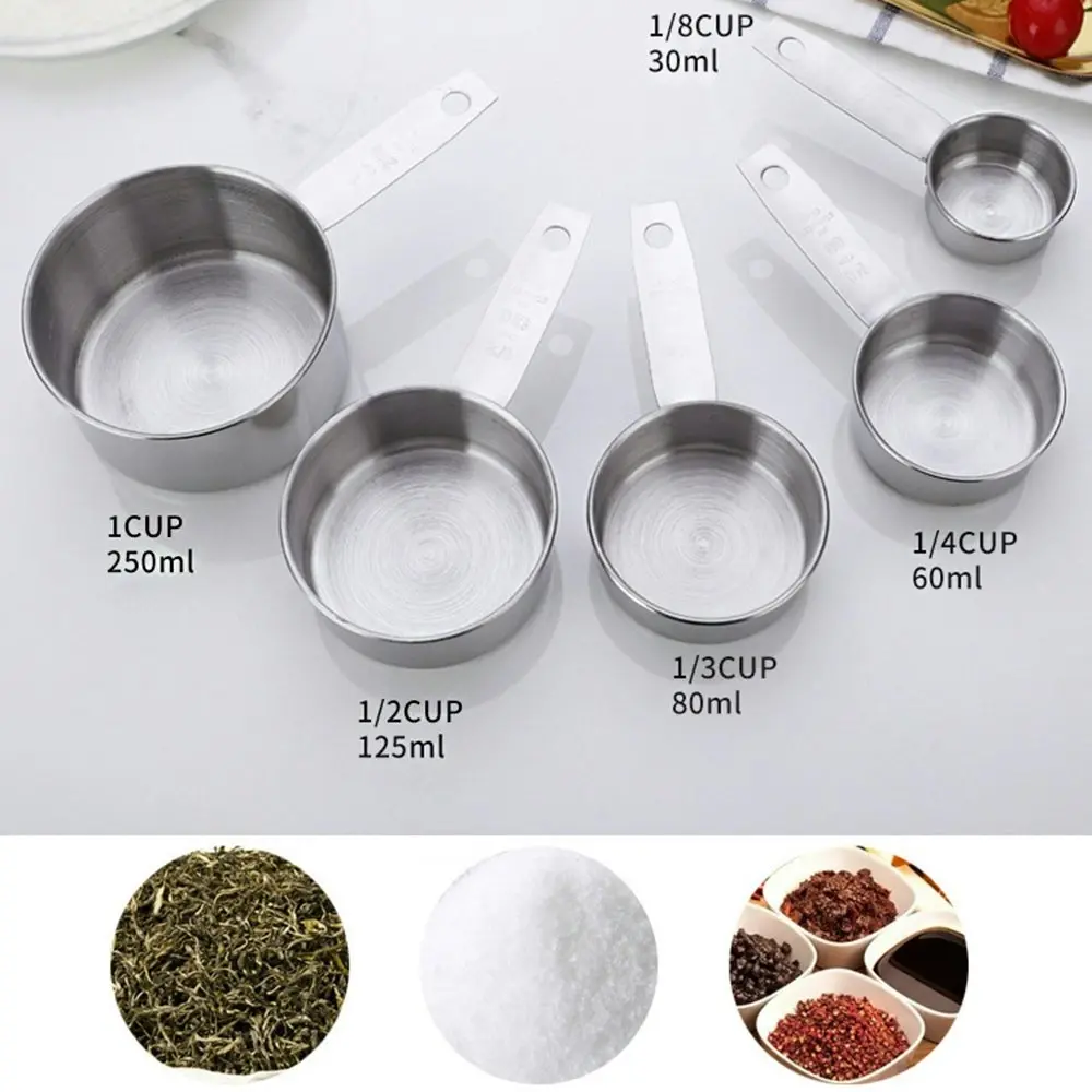 5 pcs Stainless steel measuring cup set kitchen measuring spoon with scale