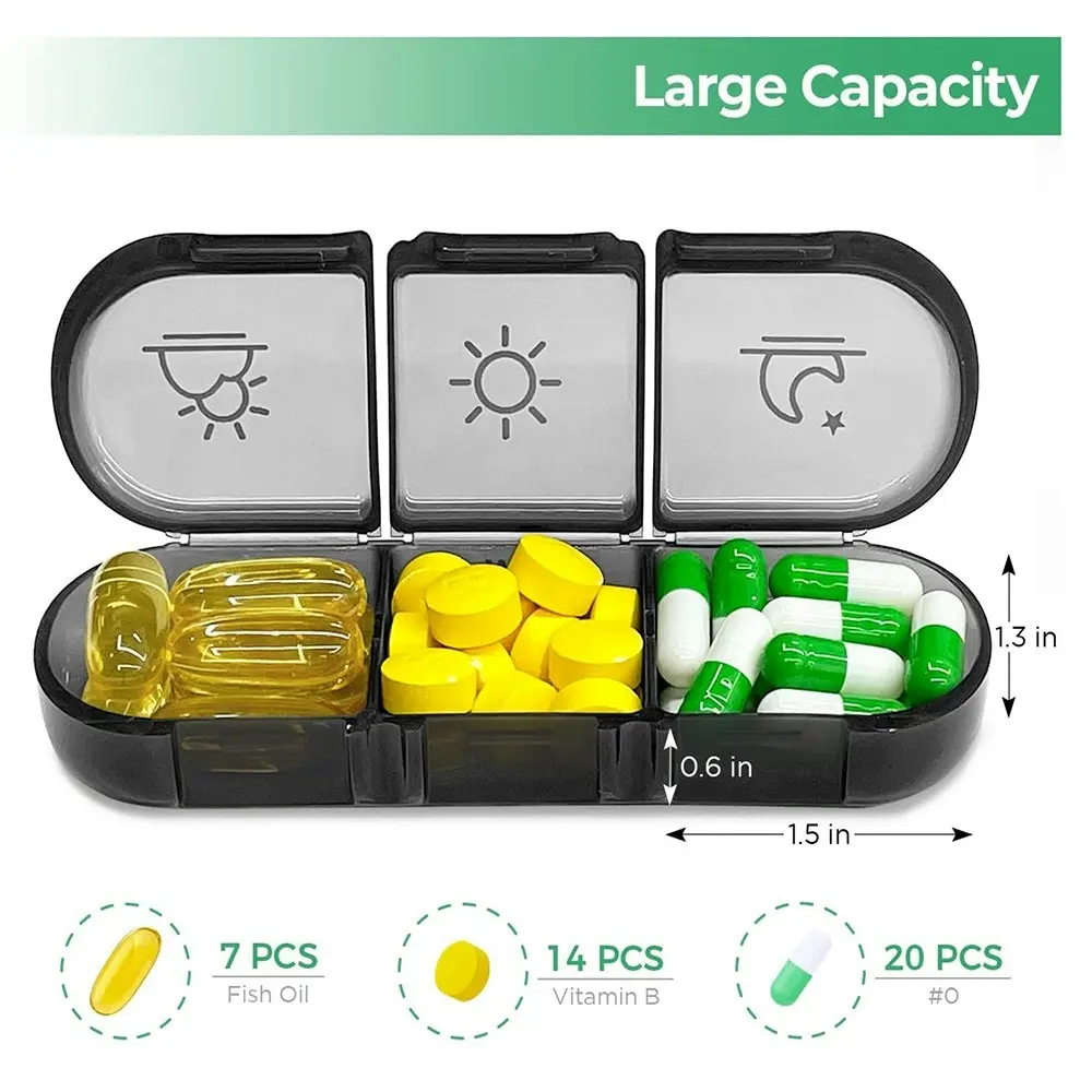 3-Times-a-Day Weekly Pill Organizer 7 Day Pill Box Portable Medicine Organizer