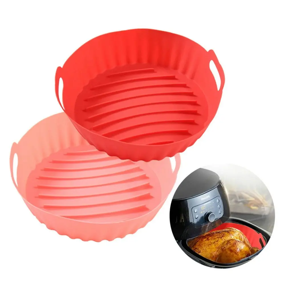 5Pcs Air Fryer Silicone Pot Round Air Fried Pot Silicone Baking Plate Pad