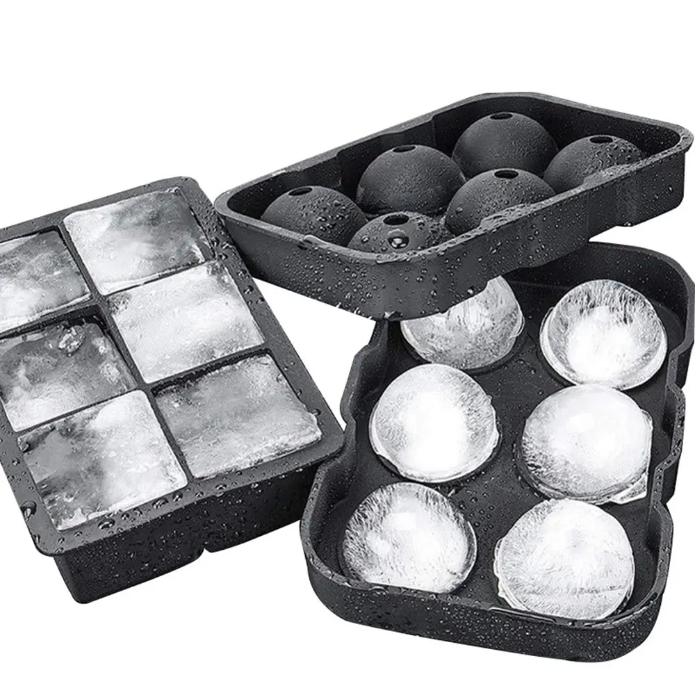 2 Pack Ice Cube Molds Silicone Combo Trays Sphere Ice Mold Square Tray