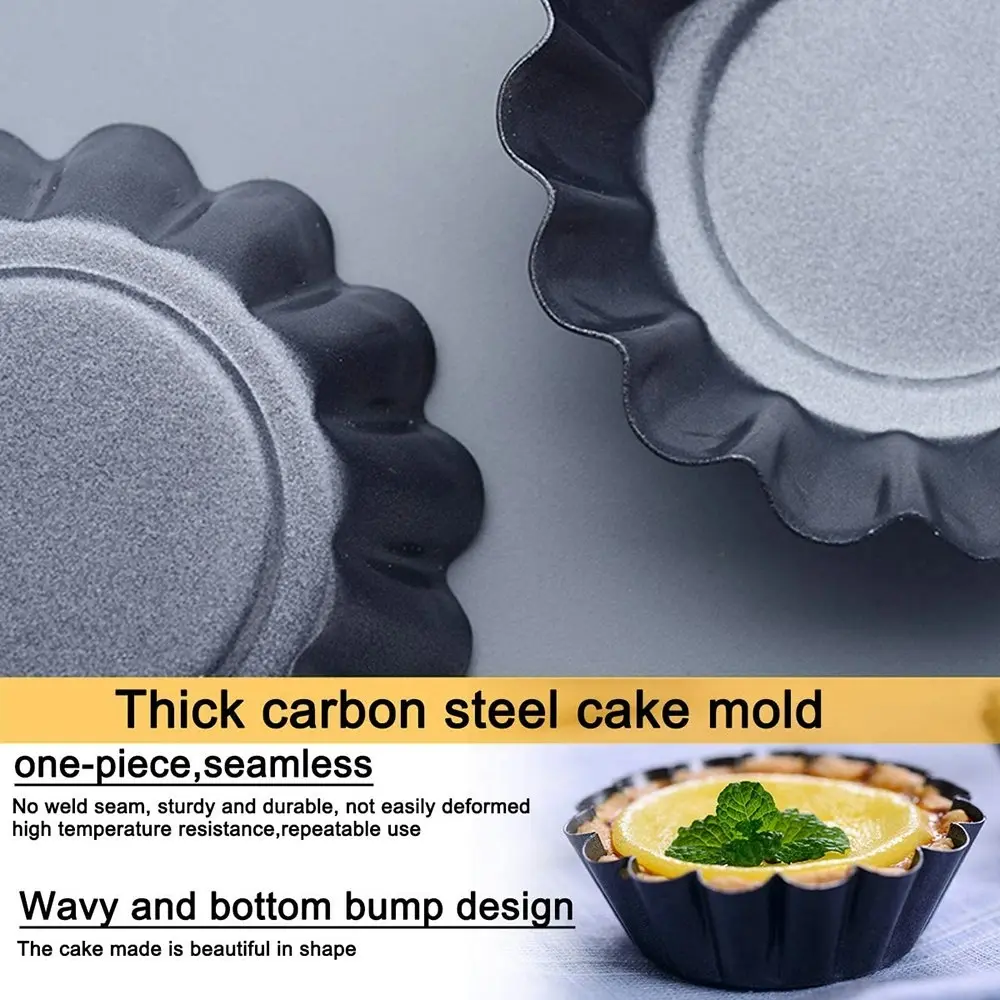 12 Pack Carbon Steel Egg Tart Mold Cake Muffin Mold Tin Pan Baking Tool