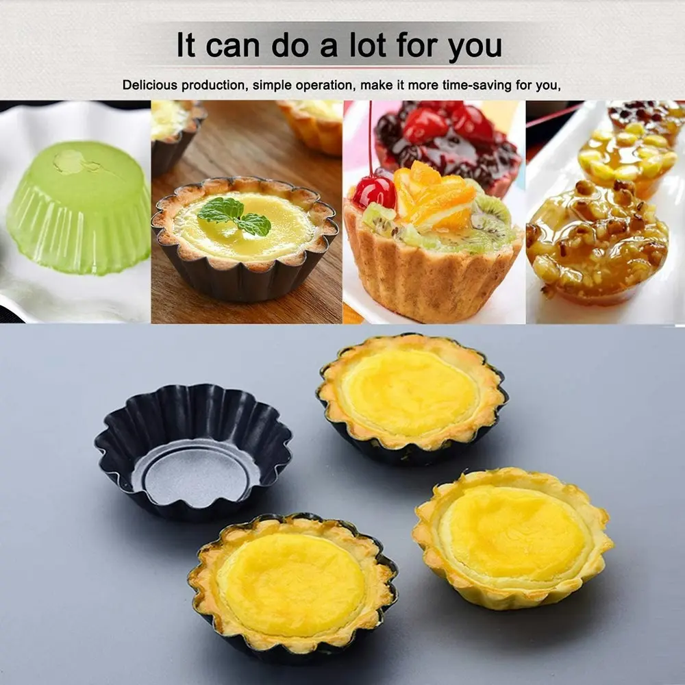 12 Pack Carbon Steel Egg Tart Mold Cake Muffin Mold Tin Pan Baking Tool