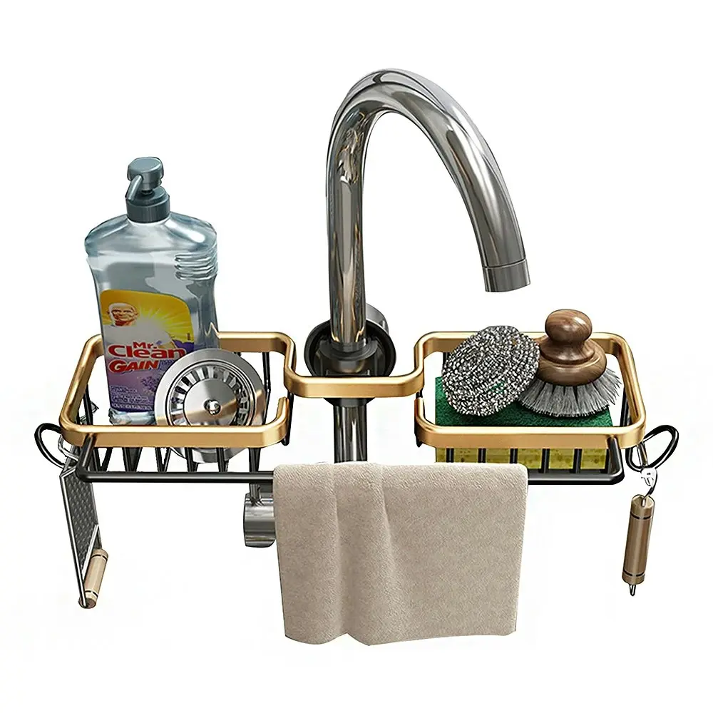 Kitchen Sink Drain Rack Sponge Storage Faucet Holder Soap Drainer ShelfOrganizer