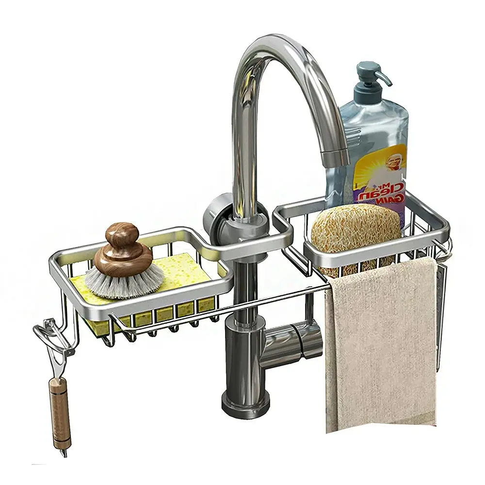 Kitchen Sink Drain Rack Sponge Storage Faucet Holder Soap Drainer ShelfOrganizer