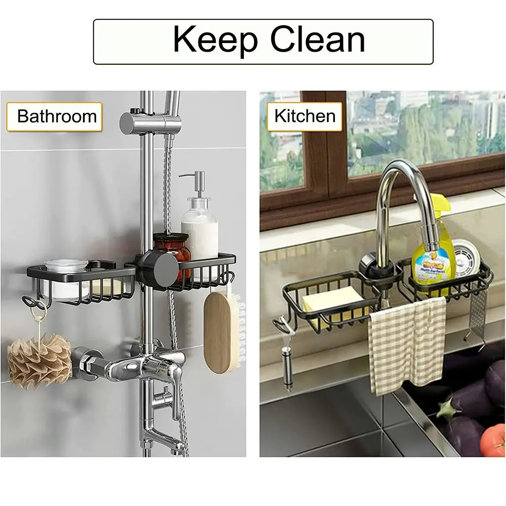 Kitchen Sink Drain Rack Sponge Storage Faucet Holder Soap Drainer ShelfOrganizer