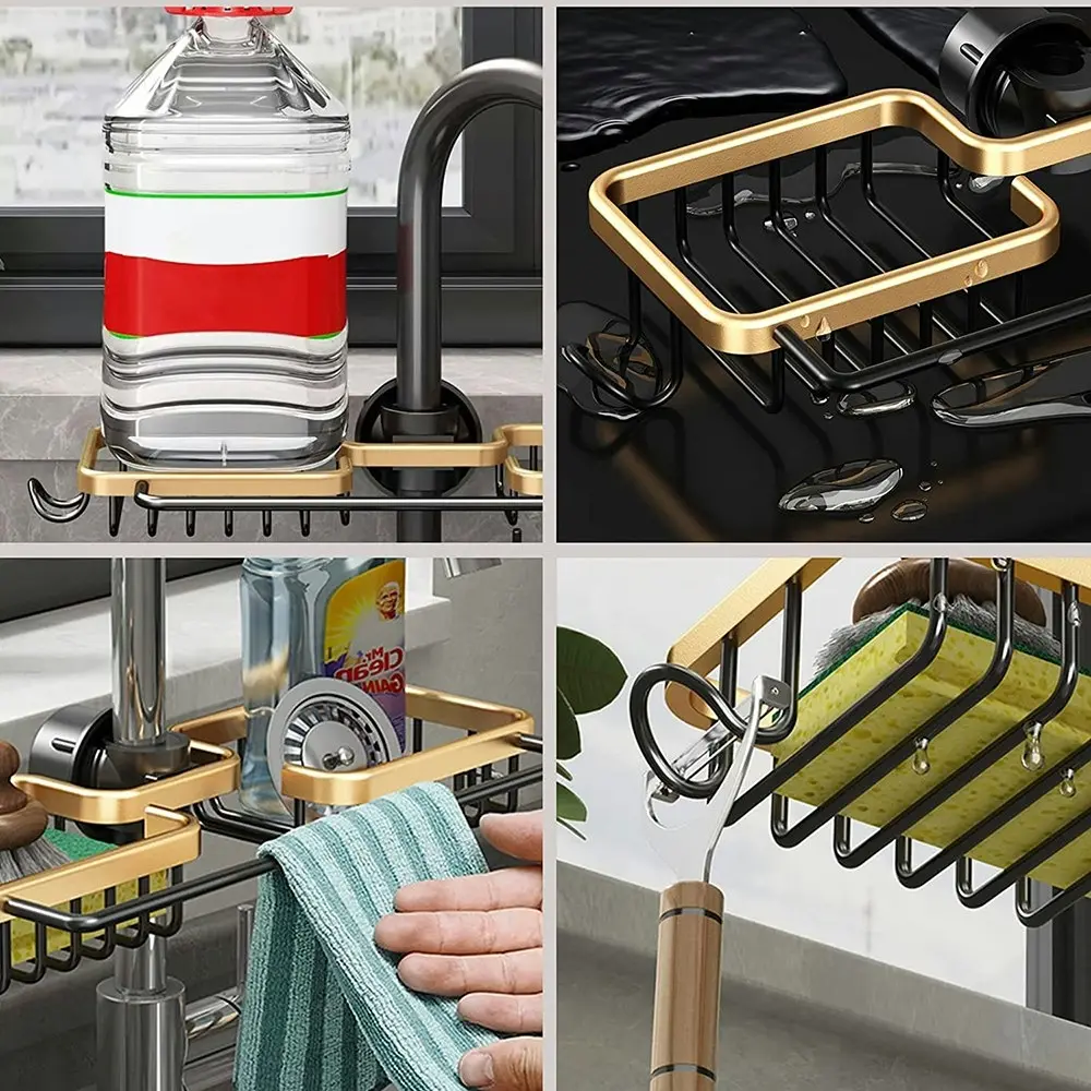 Kitchen Sink Drain Rack Sponge Storage Faucet Holder Soap Drainer ShelfOrganizer