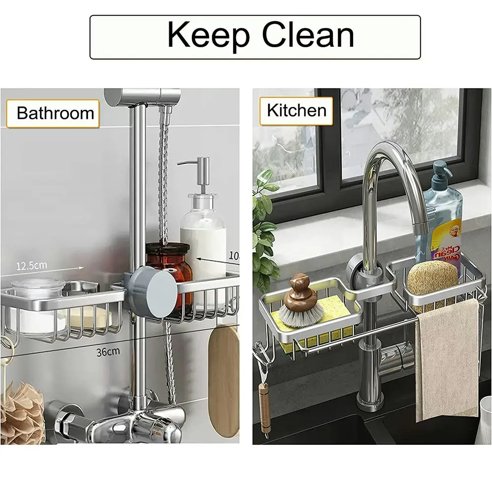 Kitchen Sink Drain Rack Sponge Storage Faucet Holder Soap Drainer ShelfOrganizer