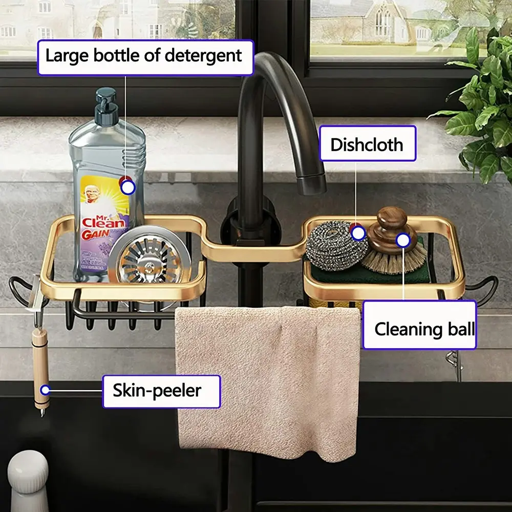 Kitchen Sink Drain Rack Sponge Storage Faucet Holder Soap Drainer ShelfOrganizer