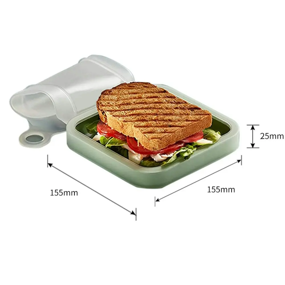 3Pcs Portable Sandwich Bento Box Silicone Sandwich Case Breakfast Lunch Box