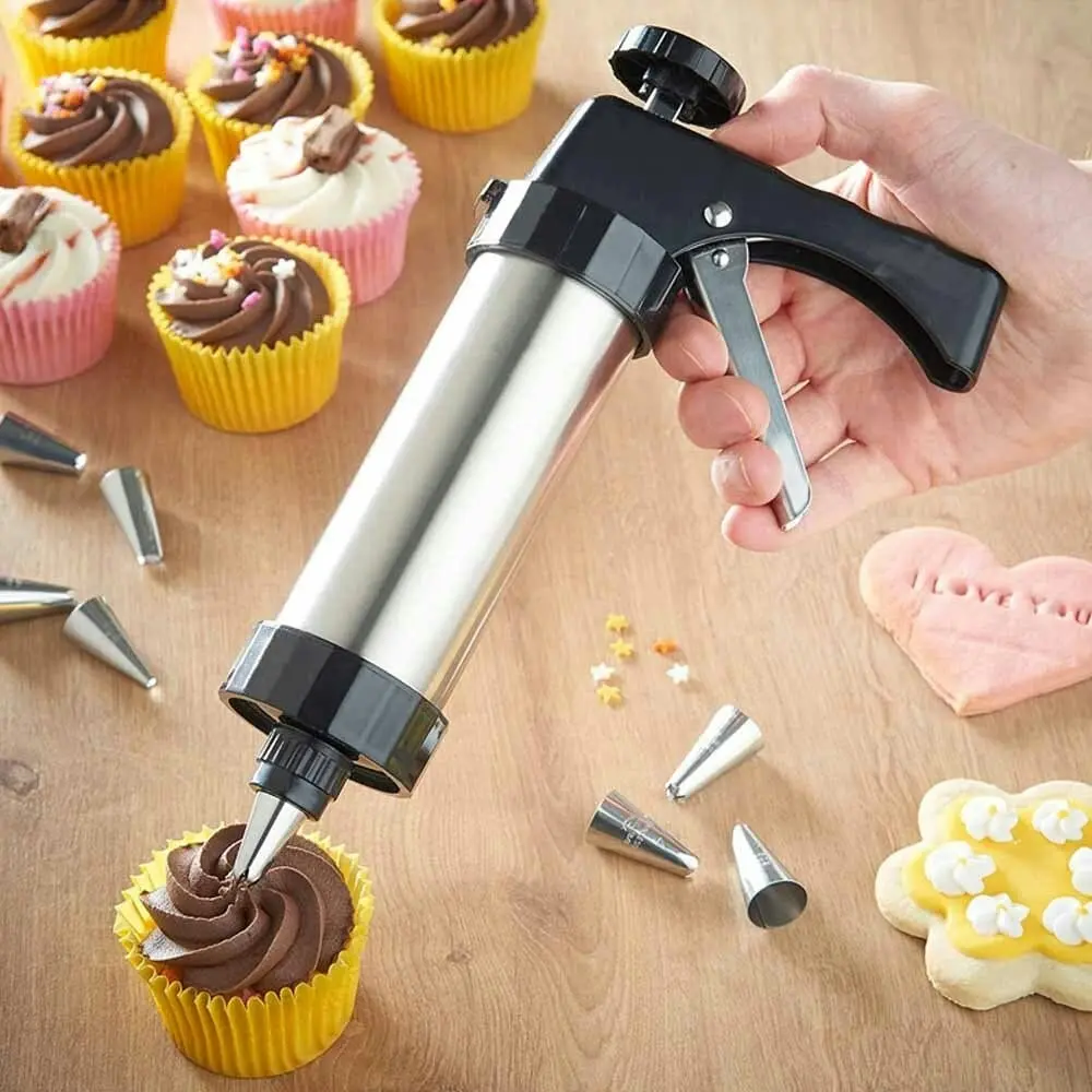 Stainless Steel Cookie Press Gun Kit For DIY Biscuit Cookie Making And Cake-Sliver