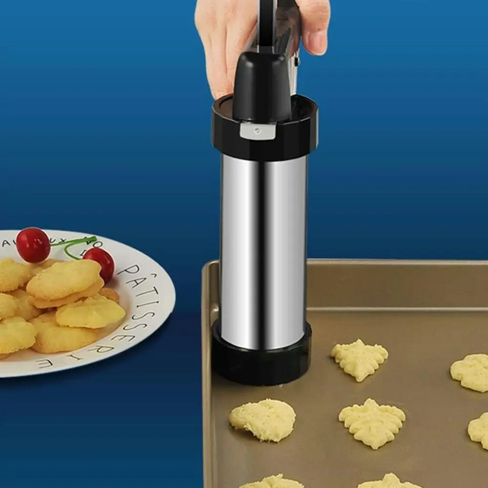 Stainless Steel Cookie Press Gun Kit For DIY Biscuit Cookie Making And Cake-Sliver