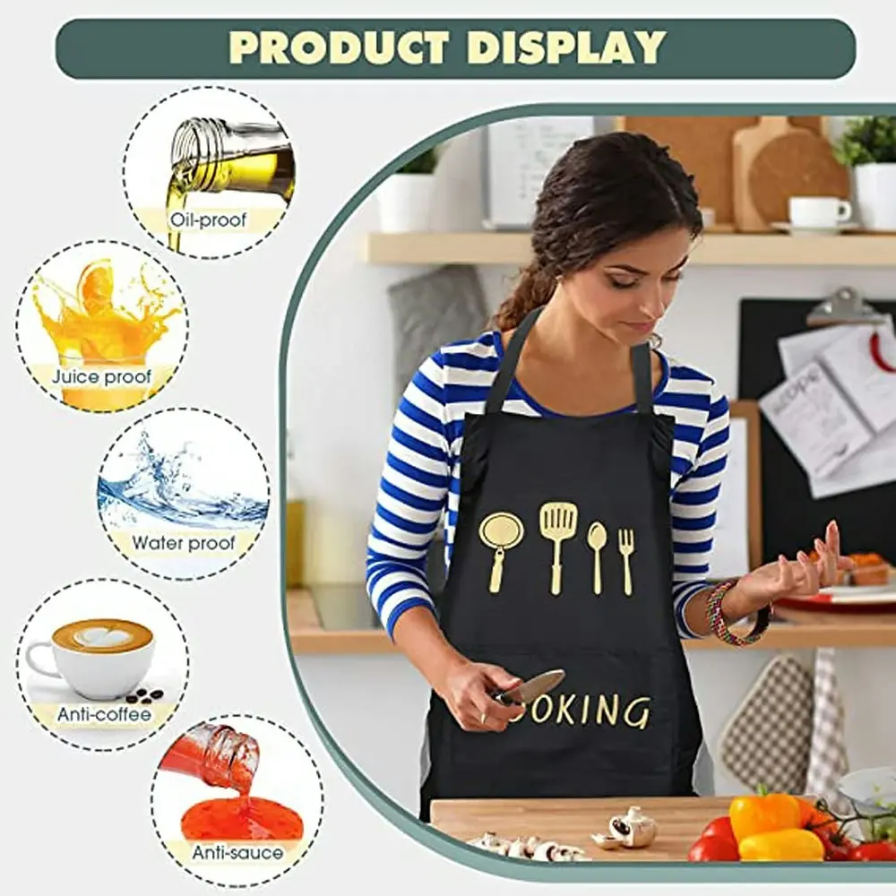 4 Pack Kitchen Apron with Pocket Unisex Chef Waterproof Hand-wiping Apron