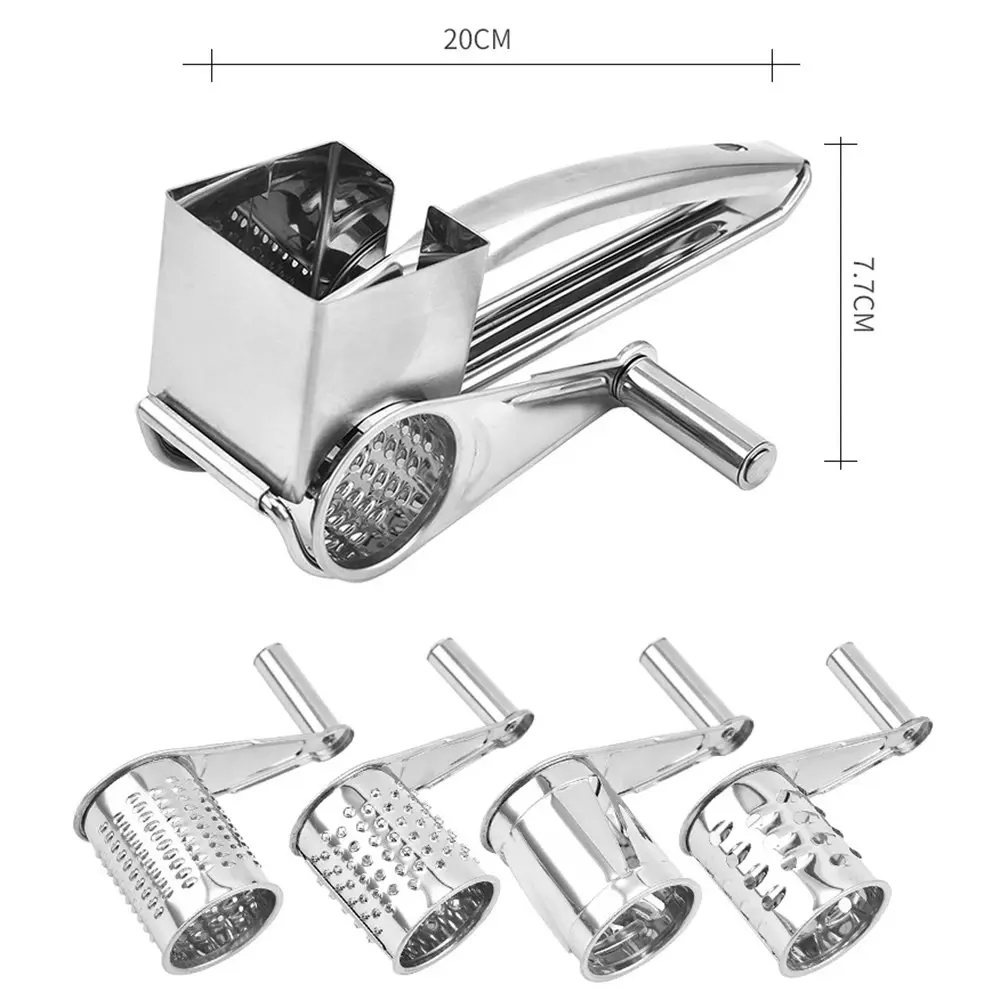 Rotary Cheese Grater Stainless Steel Shredder Cutter Grinder with 4 Drum Blades