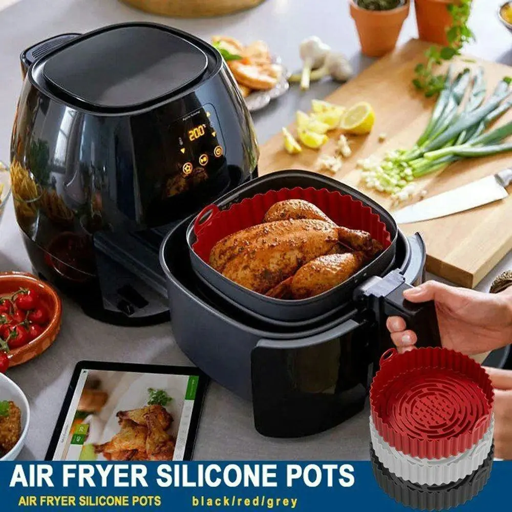 3Pcs Silicone Reusable Square Air Fryer Silicone Pot Oven Baking Tray Pan Air Fryer Liner