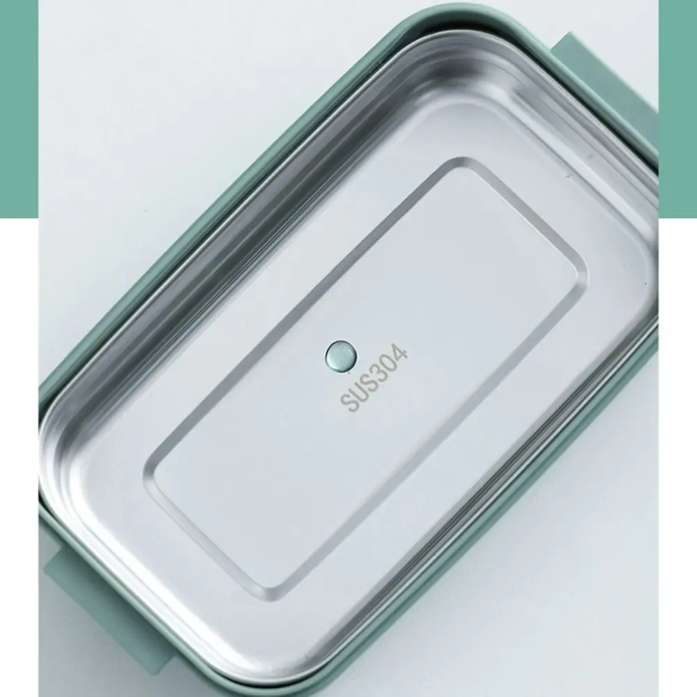 Stainless steel double-layer lunch box with cutlery