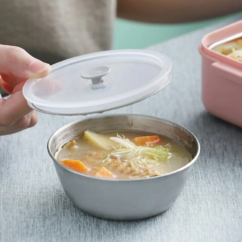 Stainless steel double-layer lunch box with cutlery