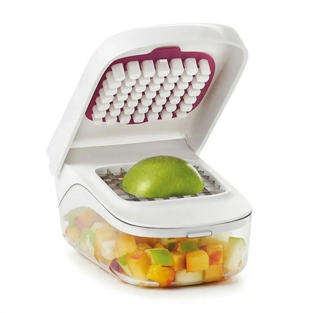 Vegetable and onion chopper with easy pour opening