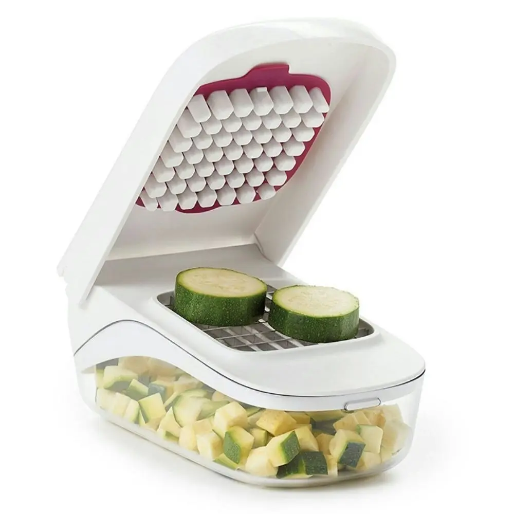 Vegetable and onion chopper with easy pour opening