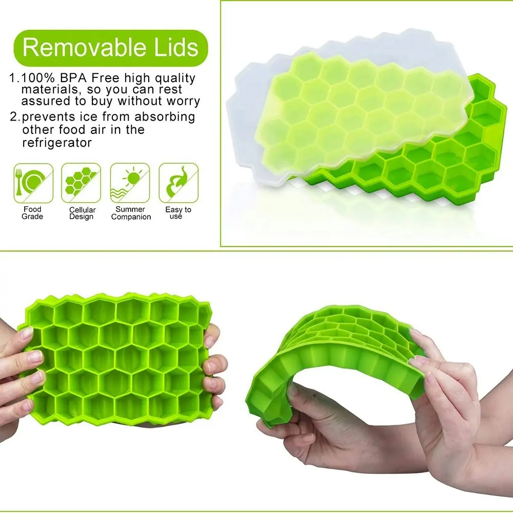 3pcs Honeycomb Ice Cube Trays Silicone Ice cube Mold