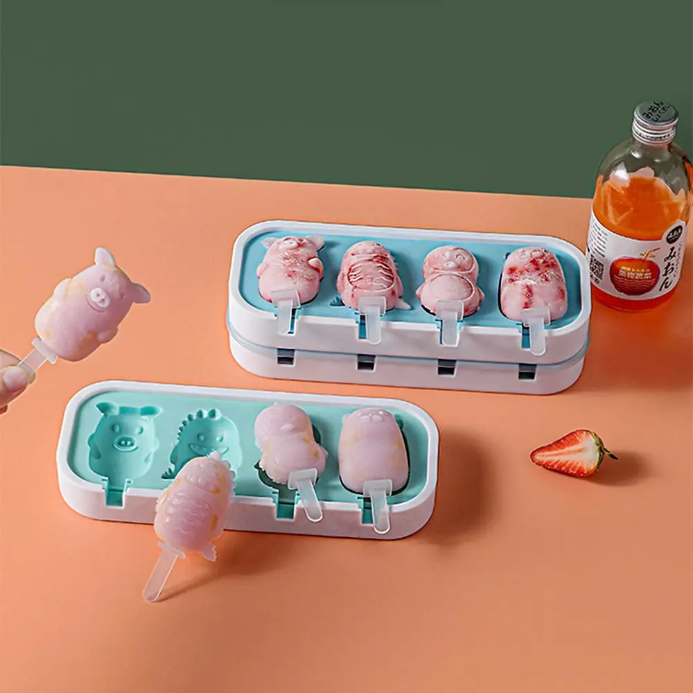 3Pcs Silicone ice cream mold ice cream DIY mold popsicle mold-Green+Blue+Yellow