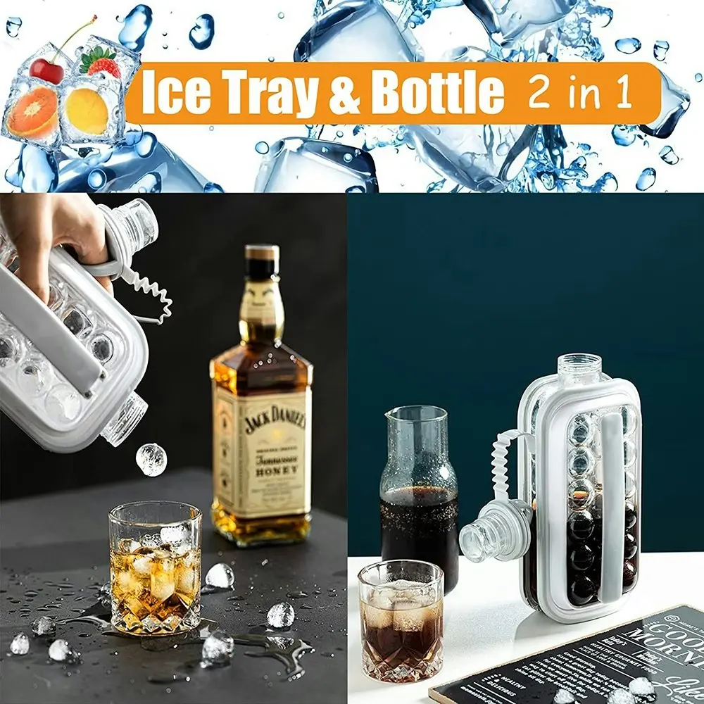 17 Grids Ice Cube Tray 2 In 1 Portable Ice Ball Maker Kettle Ice Cube Molds