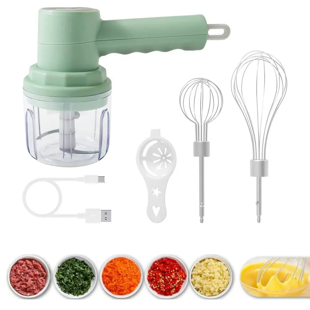 USB Electric Mixer with Food Chopper Garlic Chopper Meat Grinder Egg Beater